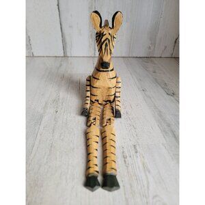 Vintage zebra safari wooden feet dangling jointed home decor unique